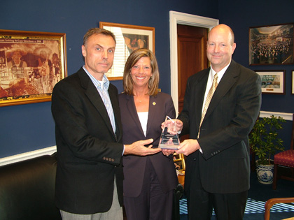 Dr. Shkuratov and Dr. Baird with a congressional sponsor of Loki, Hon. Joanne Emerson