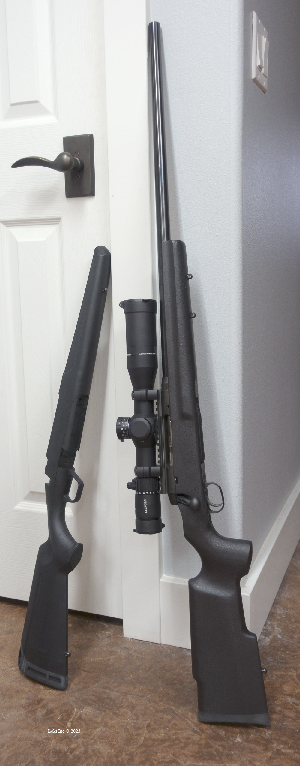 Reworked rifle next to original Savage rifle stock
