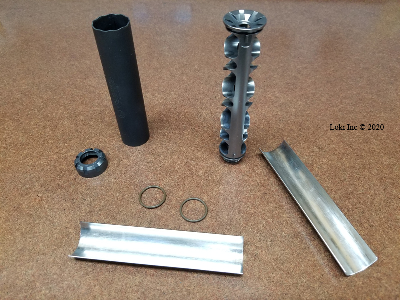 Starting point for cleaning test - clean Sparrow suppressor disassembled