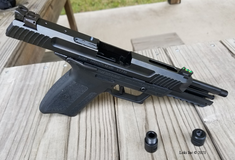 Ruger-5.7 w threaded bbl thread protector and suppressor adapter